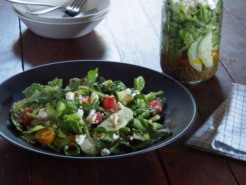 Picture of Middle Eastern Salad in a Jar -- "Fattoush" (Vegetarian)