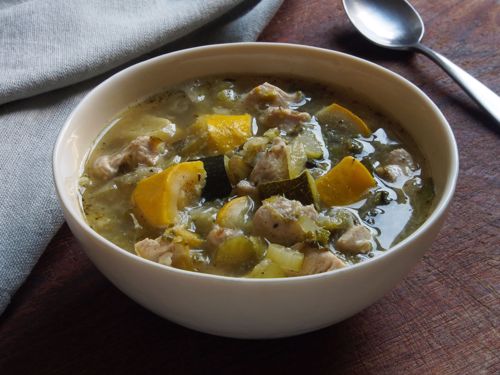 Picture of Chicken-Vegetable Soup with Summer Squash and Chard -- 22 oz