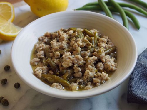 Picture of Ground Chicken with Green Beans in Lemon Caper Sauce -- 16 oz