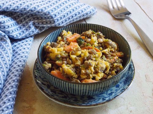 Picture of Frozen -- Roasted Vegetable and Sprouted Lentil Salad with Moroccan Flavors  (Vegan) -- 16 oz