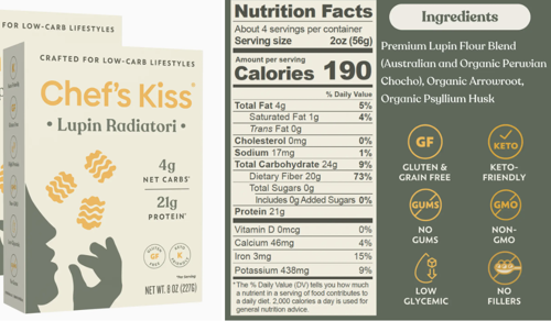 Picture of Chef's Kiss-Low Carb Lupin Radiatori Pasta-