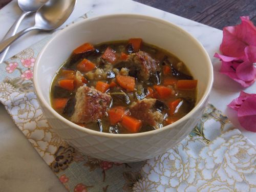 Picture of Frozen -- Italian Wedding Soup with Chicken Meatballs, Greens and Rice - 22 oz