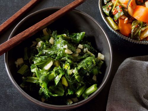 Picture of Braised Garlicky Greens with Chickpeas (Vegan)