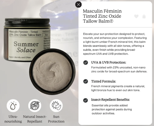 Picture of Summer Solace Tinted Zinc Tallow Balm • 23% Non-Nano Zinc Oxide • Scented