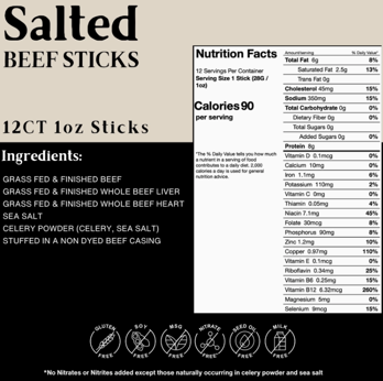 Picture of BERSKI Beef Sticks - Salted| 12 Pack Pouch 1 oz each