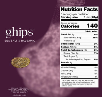 Picture of Ghips-Ghee Potato Chips-Sea Salt & Balsamic-